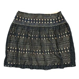 Lace Skirt Black‎ Diamond Pattern Mini Skirt Lined Party Cocktail BCBGSize 8
